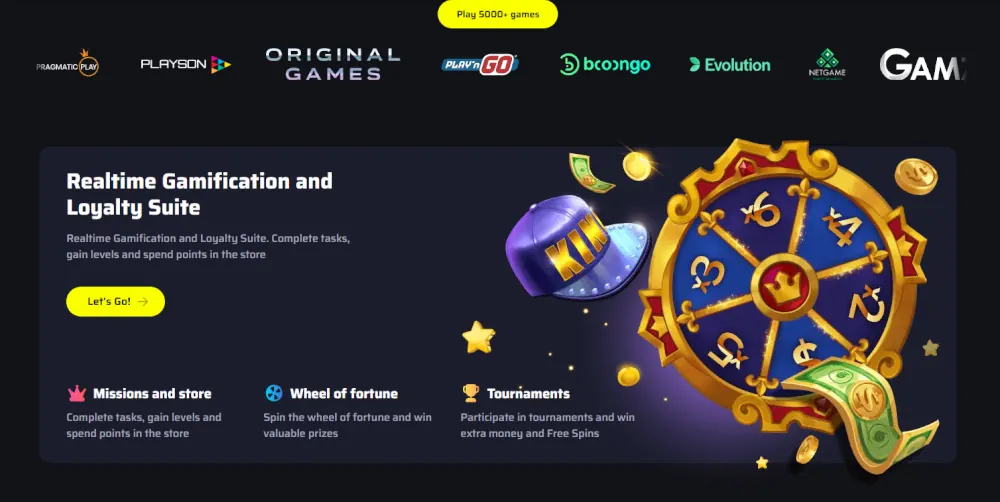 BDM Bet realtime gamifikační rozhraní s věrnostními odměnami a kolem štěstí.